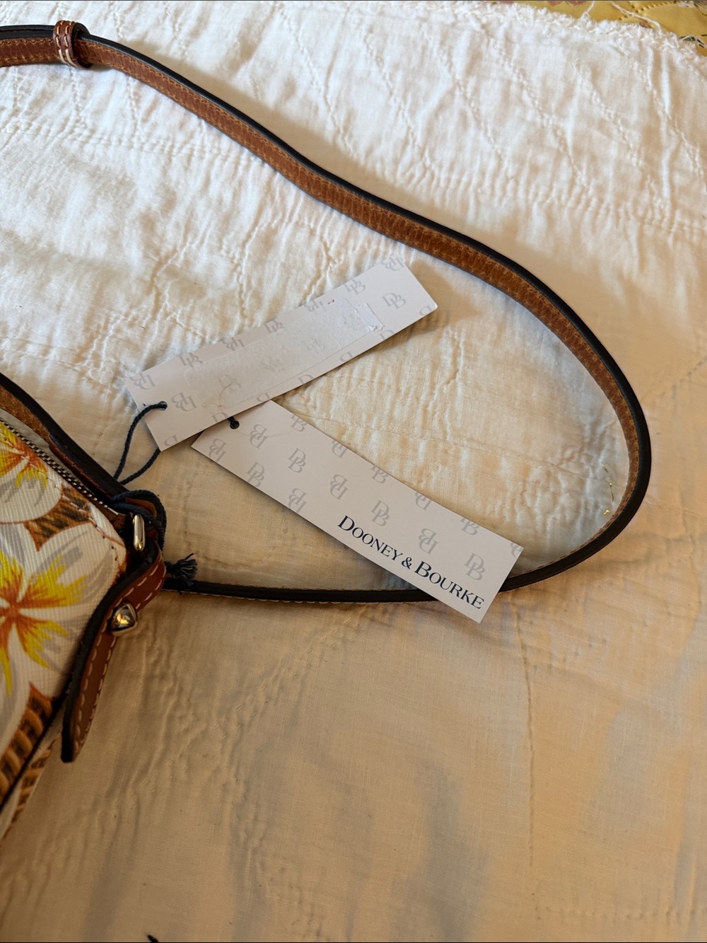 Dooney & Bourke Brown Wicker-Print Crossbody with White & Yellow Floral Print - Picture 3 of 3